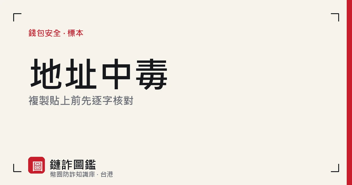 地址中毒詐騙示意：兩個開頭結尾相同、中間不同的錢包地址並排對照