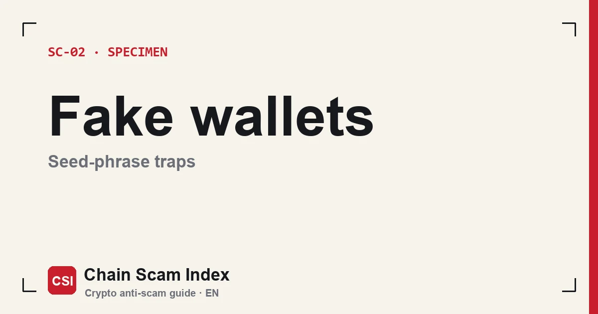 Fake wallet seed-phrase phishing: a spoofed wallet page asking for twelve recovery words
