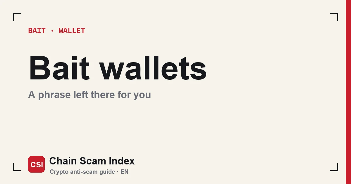 Bait wallet entry cover: a seed phrase left in the open on purpose
